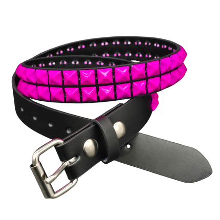 BT117-PS  2 ROW 1/2" PINK PYRAMID STUDS GEUINE LEATHER