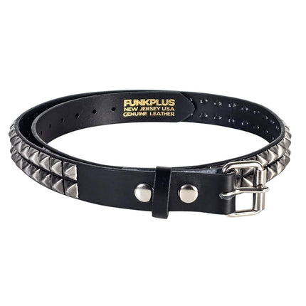 BT117ANT-SIL  ANTIQUE SILVER STUDDED TWO ROW GENUINE LEATHER BELT