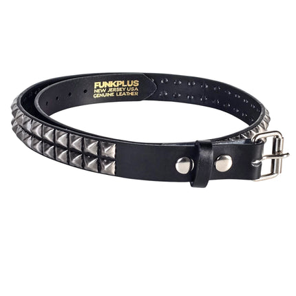 BT117ANT-SIL  ANTIQUE SILVER STUDDED TWO ROW GENUINE LEATHER BELT