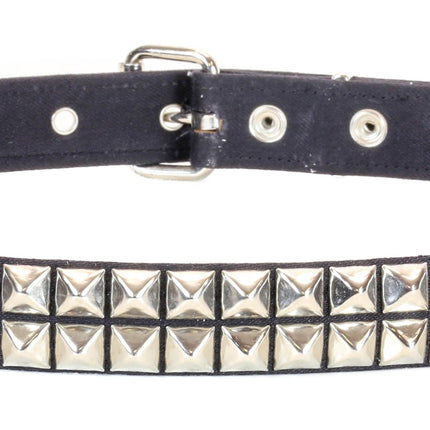 BT117C-BLK HEAVY BLACK CANVAS BELT 2 ROW 1/2" PYRAMID STUDS