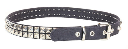 BT117C-BLK HEAVY BLACK CANVAS BELT 2 ROW 1/2" PYRAMID STUDS