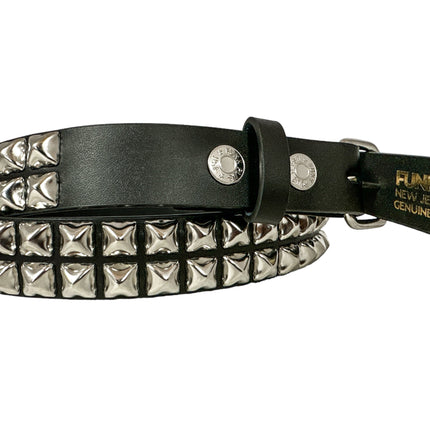 BT117 2 ROW 1/2' PYRAMID STUDS BELT  1 1/4" WIDE