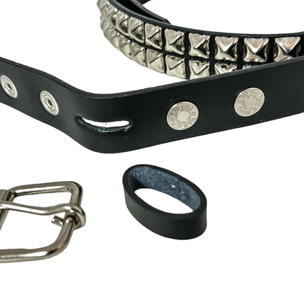 BT117 2 ROW 1/2' PYRAMID STUDS BELT  1 1/4" WIDE