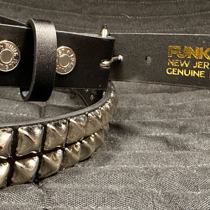 BT117 2 ROW 1/2' PYRAMID STUDS BELT  1 1/4" WIDE