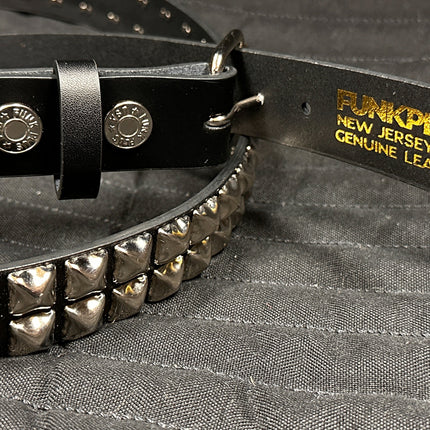 BT117 2 ROW 1/2' PYRAMID STUDS BELT  1 1/4" WIDE