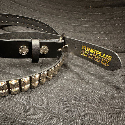 BT117 2 ROW 1/2' PYRAMID STUDS BELT  1 1/4" WIDE