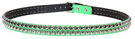 BT117P-GRN GREEN PATENT LEATHER BELT, 2 ROW 1/2" PYRAMID STUDS