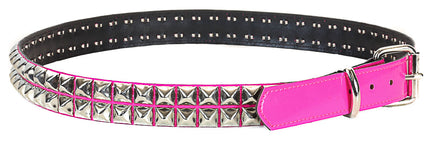 BT117  PATENT BELT 2 ROW STUDDED SHINY VEGAN LEATHER