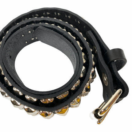 BT117US  FULL GRAIN LEATHER 2 ROW PYRAMID STUD BELT