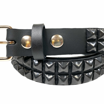 BT117US-BS  USA TANNERY 2 ROW PYRAMID STUDDED BELT