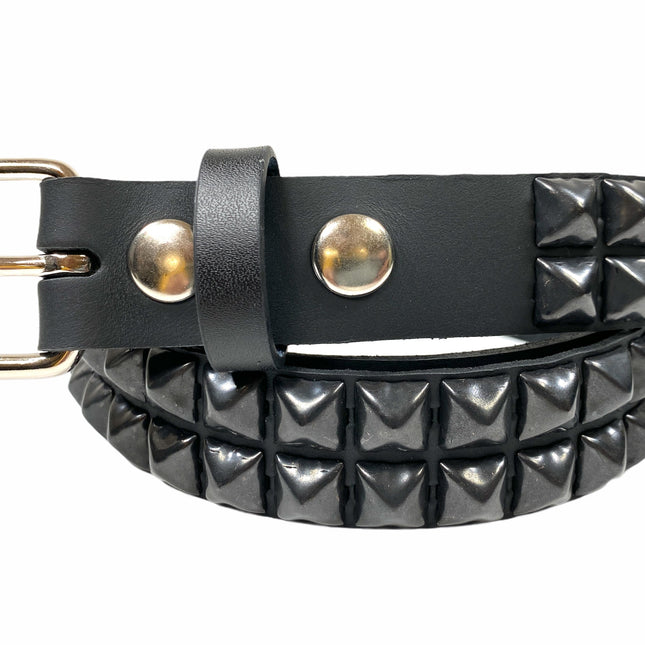 BT117US-BS  USA TANNERY 2 ROW PYRAMID STUDDED BELT