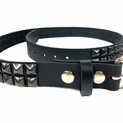 BT117US-BS  USA TANNERY 2 ROW PYRAMID STUDDED BELT