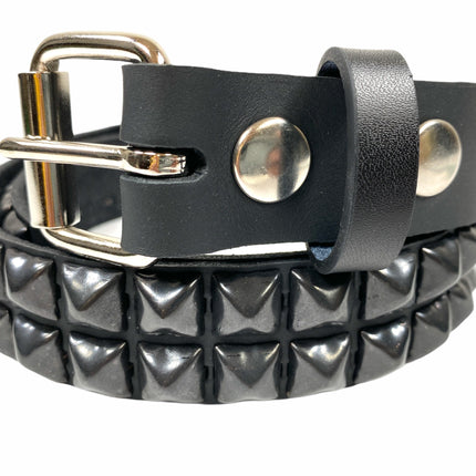 BT117US-BS  USA TANNERY 2 ROW PYRAMID STUDDED BELT