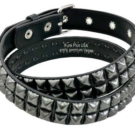 BT117VG-BS   PREMIUM VEGAN LEATHER 2 ROW BLACK STUDDED BELT USA MADE