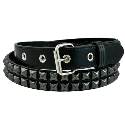 BT117VG-BS   PREMIUM VEGAN LEATHER 2 ROW BLACK STUDDED BELT USA MADE