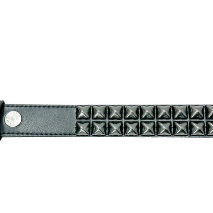BT117VG-BS   PREMIUM VEGAN LEATHER 2 ROW BLACK STUDDED BELT USA MADE