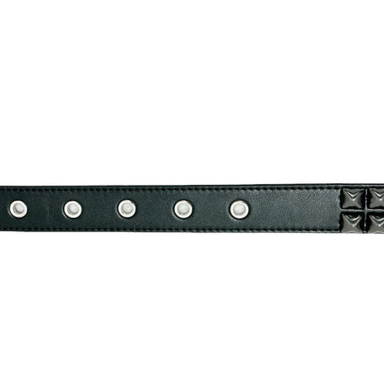 BT117VG-BS   PREMIUM VEGAN LEATHER 2 ROW BLACK STUDDED BELT USA MADE