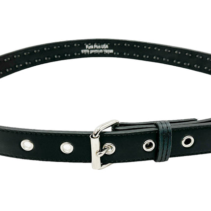 BT117VG-BS   PREMIUM VEGAN LEATHER 2 ROW BLACK STUDDED BELT USA MADE