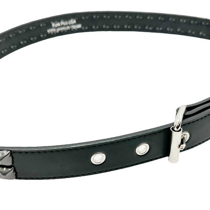 BT117VG-BS   PREMIUM VEGAN LEATHER 2 ROW BLACK STUDDED BELT USA MADE