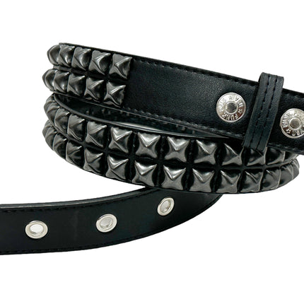 BT117VG-BS   PREMIUM VEGAN LEATHER 2 ROW BLACK STUDDED BELT USA MADE