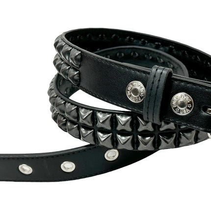 BT117VG-BS   PREMIUM VEGAN LEATHER 2 ROW BLACK STUDDED BELT USA MADE