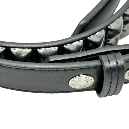 BT117VG-BS   PREMIUM VEGAN LEATHER 2 ROW BLACK STUDDED BELT USA MADE
