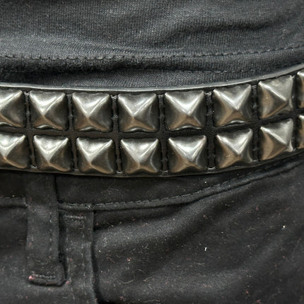 BT117VG-BS   PREMIUM VEGAN LEATHER 2 ROW BLACK STUDDED BELT USA MADE