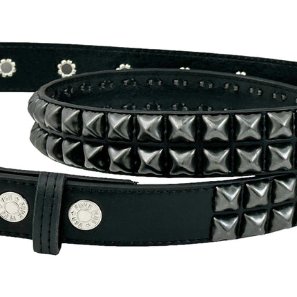 BT117VG-BS   PREMIUM VEGAN LEATHER 2 ROW BLACK STUDDED BELT USA MADE