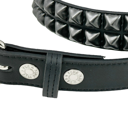 BT117VG-BS   PREMIUM VEGAN LEATHER 2 ROW BLACK STUDDED BELT USA MADE