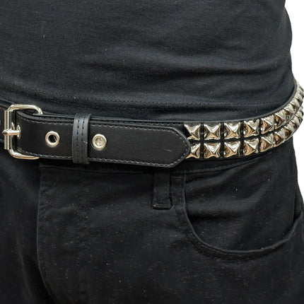 BT117VG   PREMIUM VEGAN LEATHER 2 ROW  STUDDED BELT USA MADE