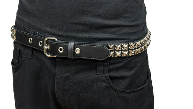 BT117VG   PREMIUM VEGAN LEATHER 2 ROW  STUDDED BELT USA MADE