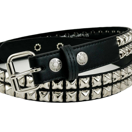 BT117VG   PREMIUM VEGAN LEATHER 2 ROW  STUDDED BELT USA MADE