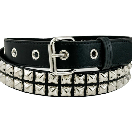 BT117VG   PREMIUM VEGAN LEATHER 2 ROW  STUDDED BELT USA MADE