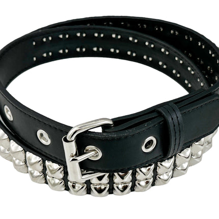 BT117VG   PREMIUM VEGAN LEATHER 2 ROW  STUDDED BELT USA MADE