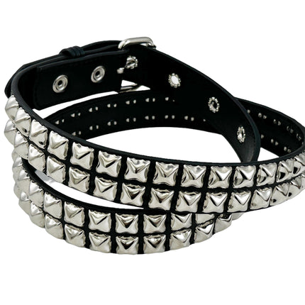 BT117VG   PREMIUM VEGAN LEATHER 2 ROW  STUDDED BELT USA MADE