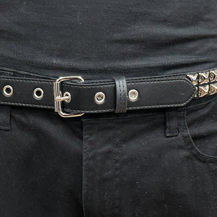 BT117VG   PREMIUM VEGAN LEATHER 2 ROW  STUDDED BELT USA MADE