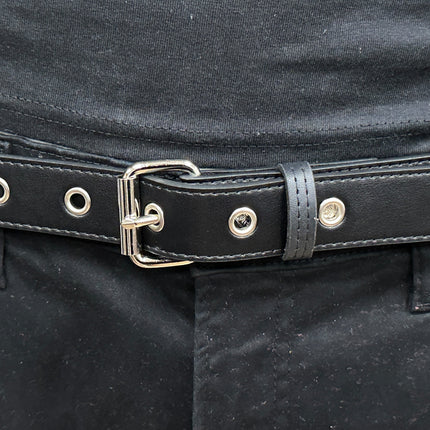 BT117VG   PREMIUM VEGAN LEATHER 2 ROW  STUDDED BELT USA MADE
