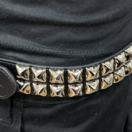 BT117VG   PREMIUM VEGAN LEATHER 2 ROW  STUDDED BELT USA MADE