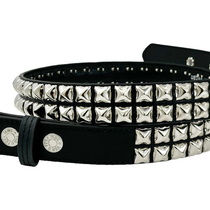 BT117VG   PREMIUM VEGAN LEATHER 2 ROW  STUDDED BELT USA MADE