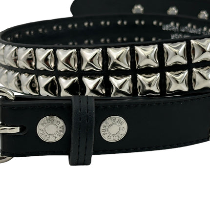 BT117VG   PREMIUM VEGAN LEATHER 2 ROW  STUDDED BELT USA MADE