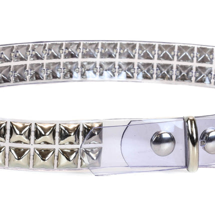 BT117VN-CLR 2 ROW PYRAMID STUD  CLEAR VINYL BELT