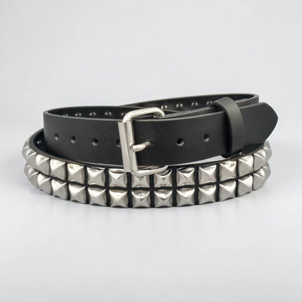 BT117 2 ROW PYRAMID STUDDED BELT FUNK LOGO SANP OFF 1 1/4" WIDE * BEST SELLER