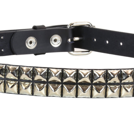 BT117 2 ROW 1/2' PYRAMID STUDS BELT  1 1/4" WIDE