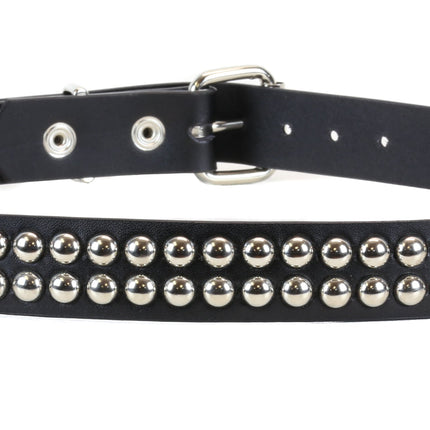BT120VG  PREMIUM VEGAN LEATHER 2 ROW ROUND STUDDED BELT