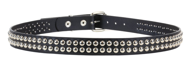 BT120VG  PREMIUM VEGAN LEATHER 2 ROW ROUND STUDDED BELT