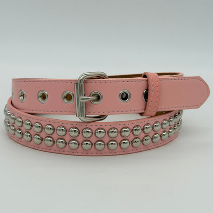 BT120VG  PREMIUM VEGAN LEATHER 2 ROW ROUND STUDDED BELT