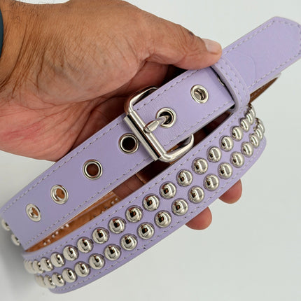 BT120VG  PREMIUM VEGAN LEATHER 2 ROW ROUND STUDDED BELT