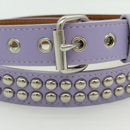 BT120VG  PREMIUM VEGAN LEATHER 2 ROW ROUND STUDDED BELT