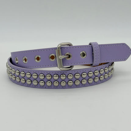 BT120VG  PREMIUM VEGAN LEATHER 2 ROW ROUND STUDDED BELT