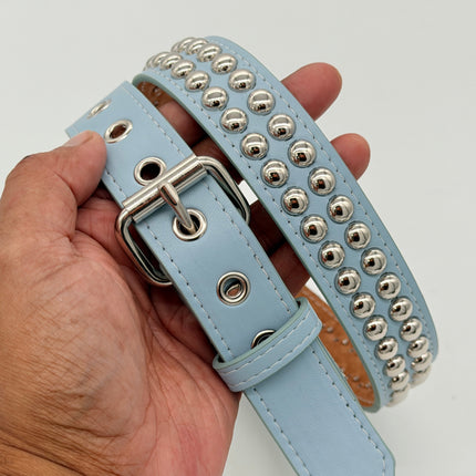 BT120VG  PREMIUM VEGAN LEATHER 2 ROW ROUND STUDDED BELT